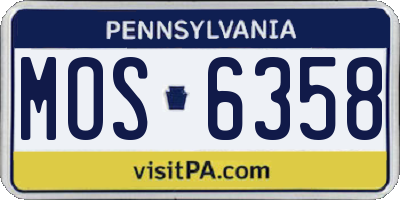 PA license plate MOS6358