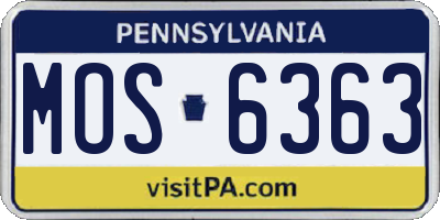 PA license plate MOS6363