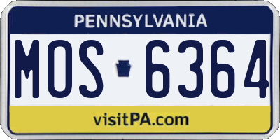 PA license plate MOS6364