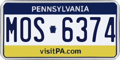 PA license plate MOS6374