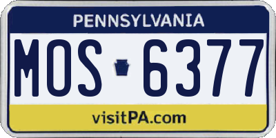 PA license plate MOS6377