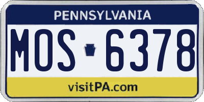PA license plate MOS6378