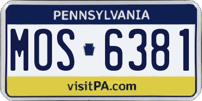 PA license plate MOS6381
