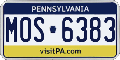 PA license plate MOS6383