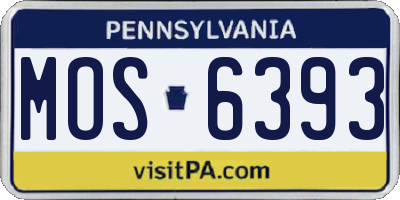 PA license plate MOS6393