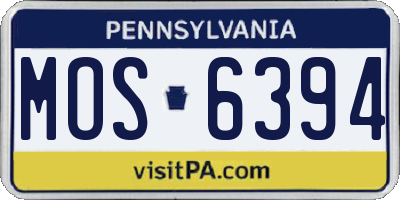 PA license plate MOS6394