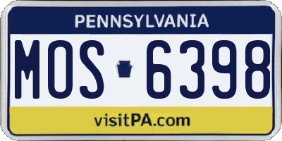 PA license plate MOS6398