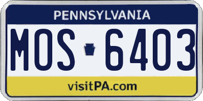 PA license plate MOS6403