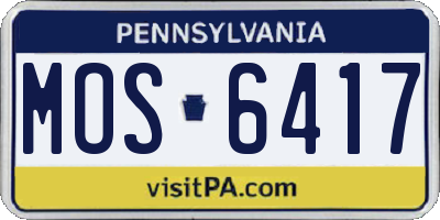 PA license plate MOS6417
