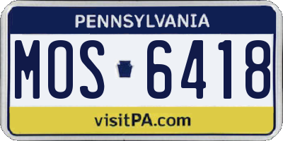 PA license plate MOS6418