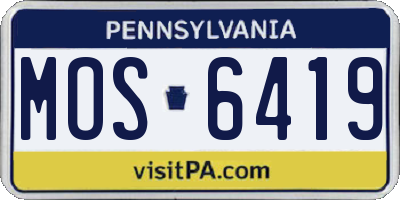 PA license plate MOS6419