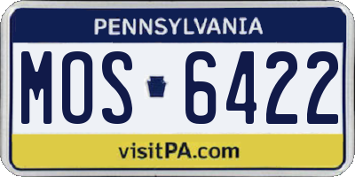 PA license plate MOS6422