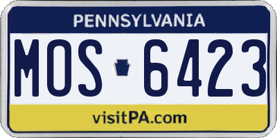 PA license plate MOS6423