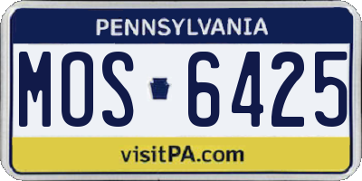 PA license plate MOS6425