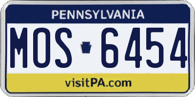 PA license plate MOS6454