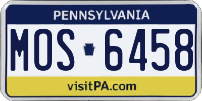 PA license plate MOS6458