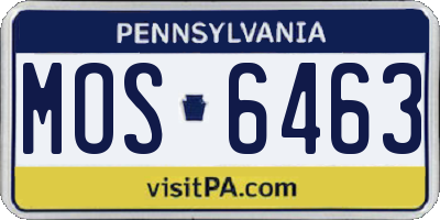 PA license plate MOS6463