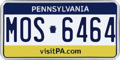 PA license plate MOS6464