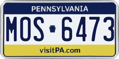 PA license plate MOS6473