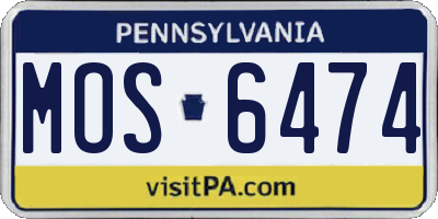 PA license plate MOS6474