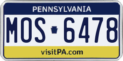 PA license plate MOS6478