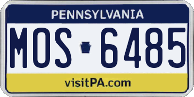 PA license plate MOS6485