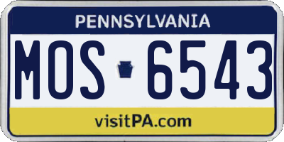 PA license plate MOS6543