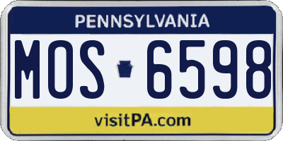 PA license plate MOS6598
