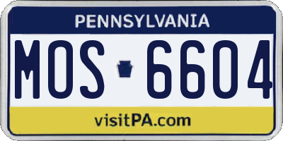 PA license plate MOS6604