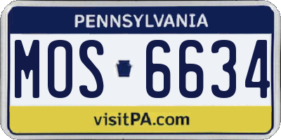 PA license plate MOS6634
