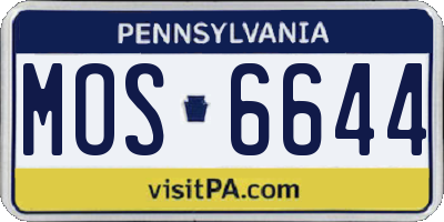 PA license plate MOS6644