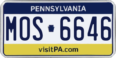 PA license plate MOS6646