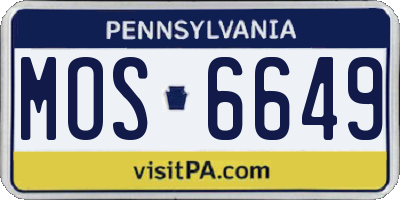 PA license plate MOS6649