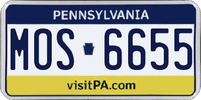 PA license plate MOS6655