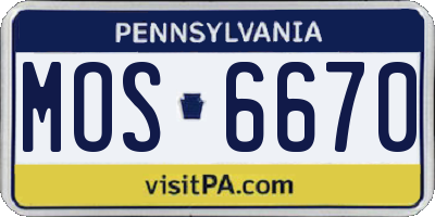 PA license plate MOS6670
