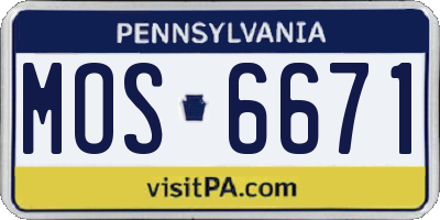 PA license plate MOS6671