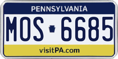 PA license plate MOS6685