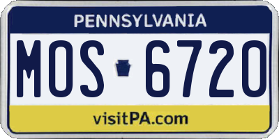 PA license plate MOS6720