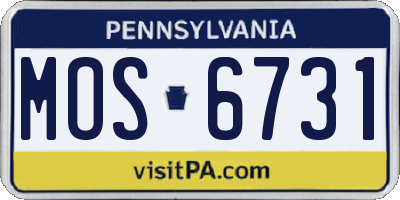 PA license plate MOS6731