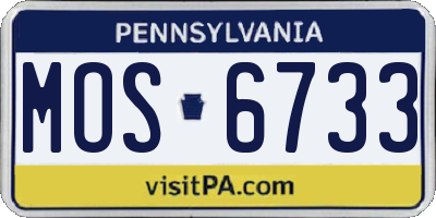 PA license plate MOS6733