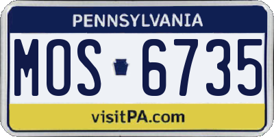 PA license plate MOS6735