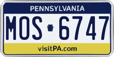 PA license plate MOS6747