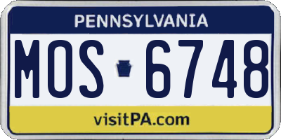 PA license plate MOS6748