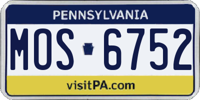 PA license plate MOS6752
