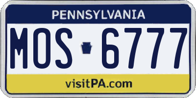 PA license plate MOS6777