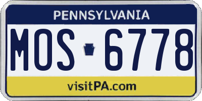 PA license plate MOS6778