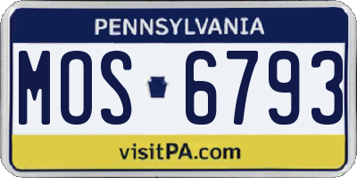 PA license plate MOS6793