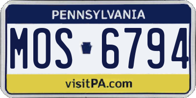 PA license plate MOS6794