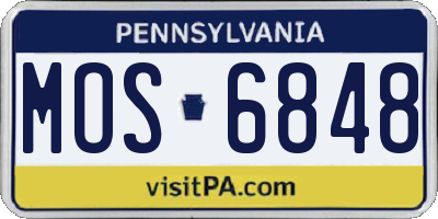 PA license plate MOS6848