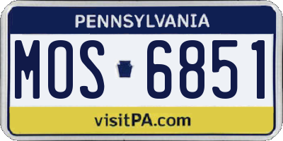 PA license plate MOS6851